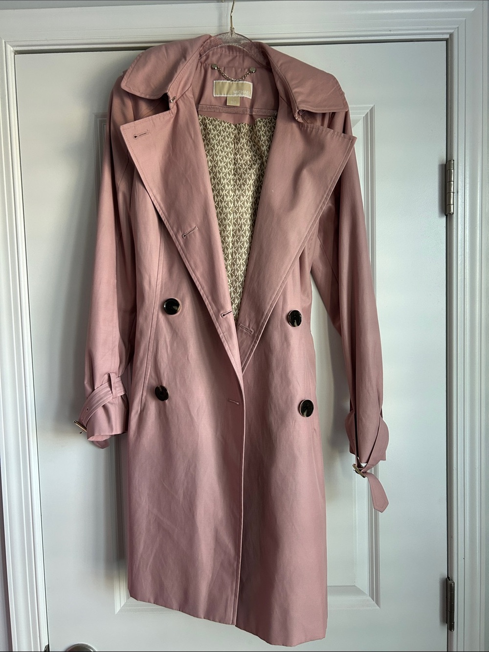 Michael Kors Blush Pink Double-Breasted Trench Coat